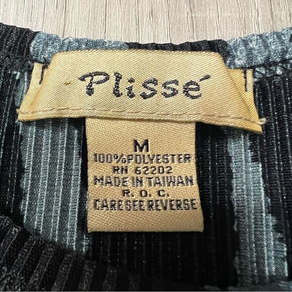 NWOT vintage 90’s abstract tank by Plisse teal black swirl print sz M pleated - Picture 8 of 11